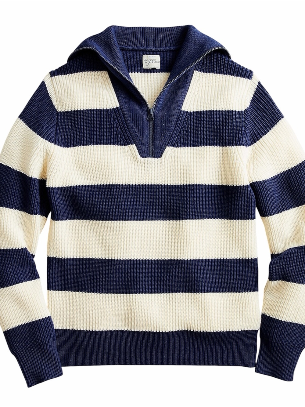 J. Crew Nautical Striped Merino Wool Half-Zip Sweater Preppy Men Large Academia